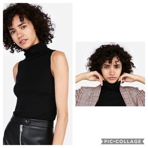 🌺 Express Black Sleeveless Ribbed Turtleneck L